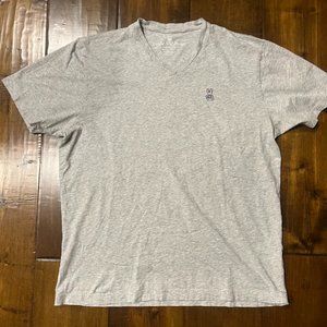 Psycho Bunny V Neck Mens T Shirt 8 XXL Solid Grey Short Sleeve Logo Cotton